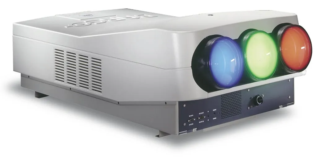 BarcoGraphics 808s three-gun CRT projector used for conference and event projection