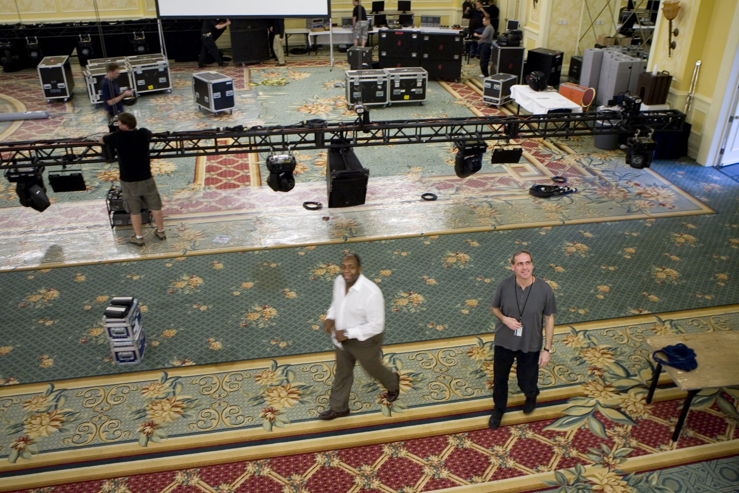 Technical production setup inside the Omni Orlando conference venue