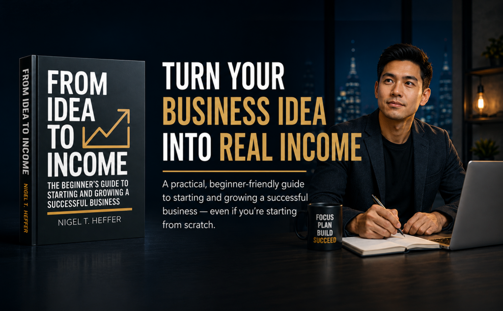 From Idea to Income by Nigel T. Heffer, a beginner-friendly business book that helps readers turn a business idea into real income and start or grow a successful business from scratch.