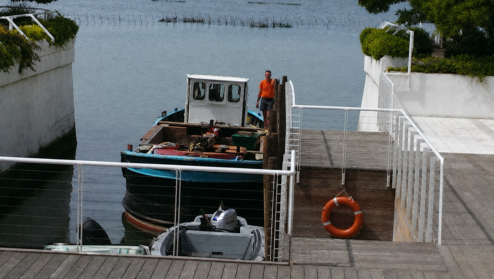 Barge used for conference logistics in Venice