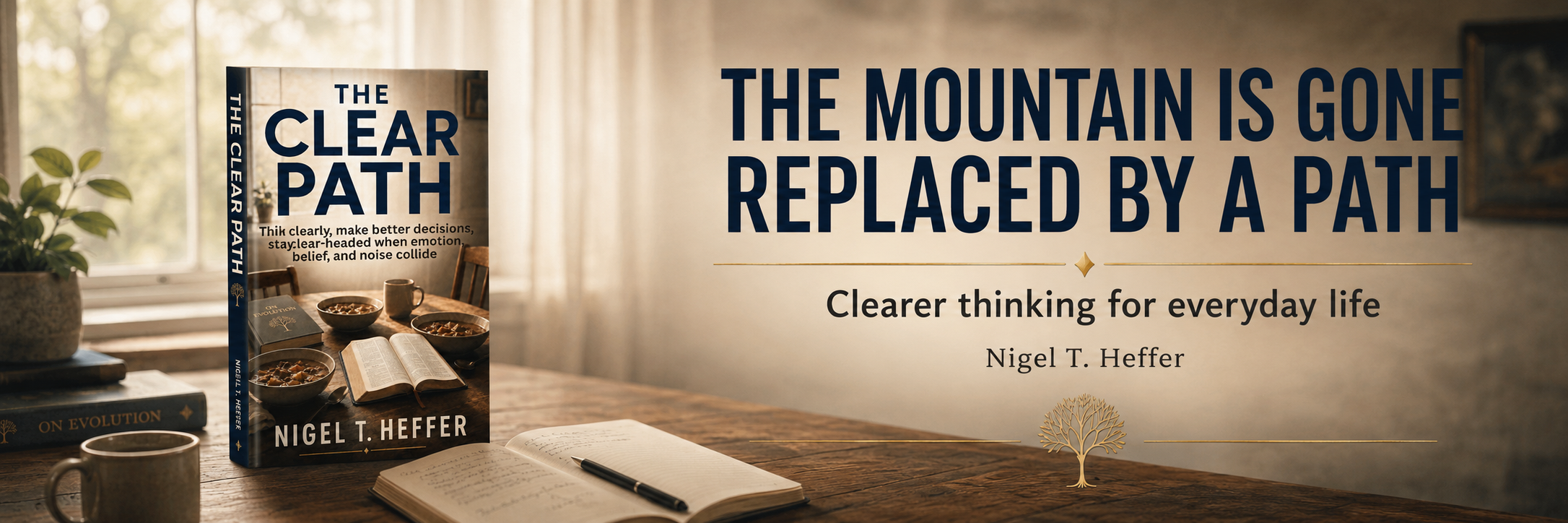 The Clear Path book graphic showing a clearer way forward with practical tools for better decisions, calmer reactions and everyday clarity, helping readers think clearly, question assumptions and stay calm under pressure.