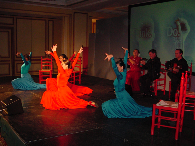 Flamenco dancers performing during a Novartis gala dinner at The Palace Hotel Madrid