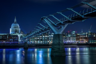 Millennium Bridge and London's South Bank during a walk after an event
