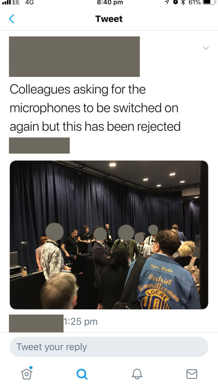 Conference session in Manchester where the microphones were turned off