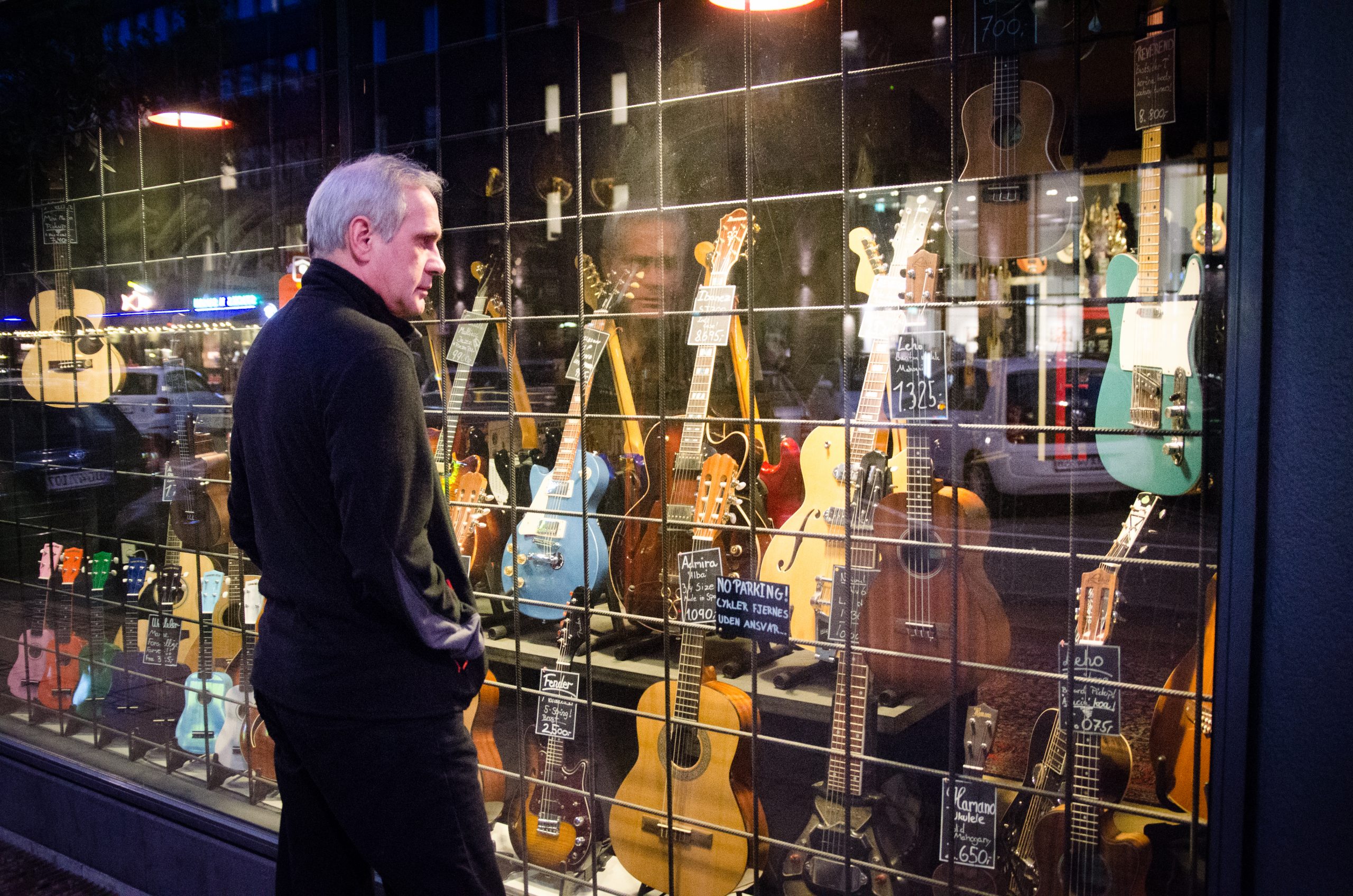 Visiting a favourite guitar shop in Copenhagen during a conference trip