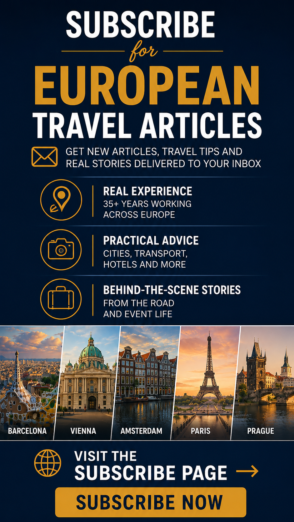 Subscribe for European travel articles, travel tips and behind-the-scenes stories