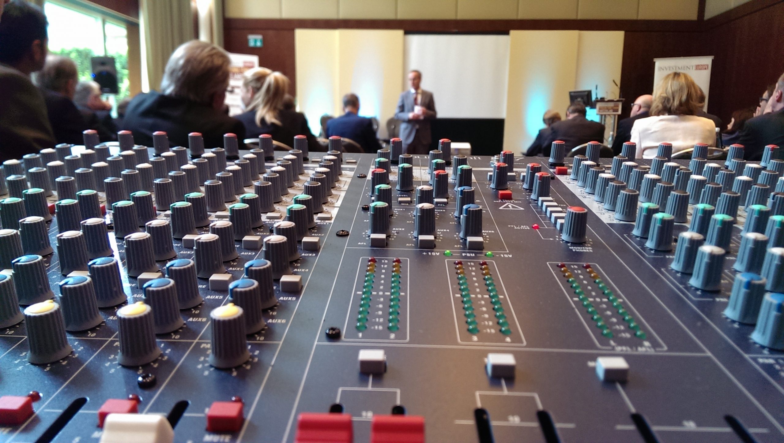 View from the sound desk during a conference at Park Hyatt Zurich