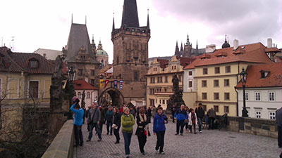 Charles Bridge crossing the Vltava River in Prague