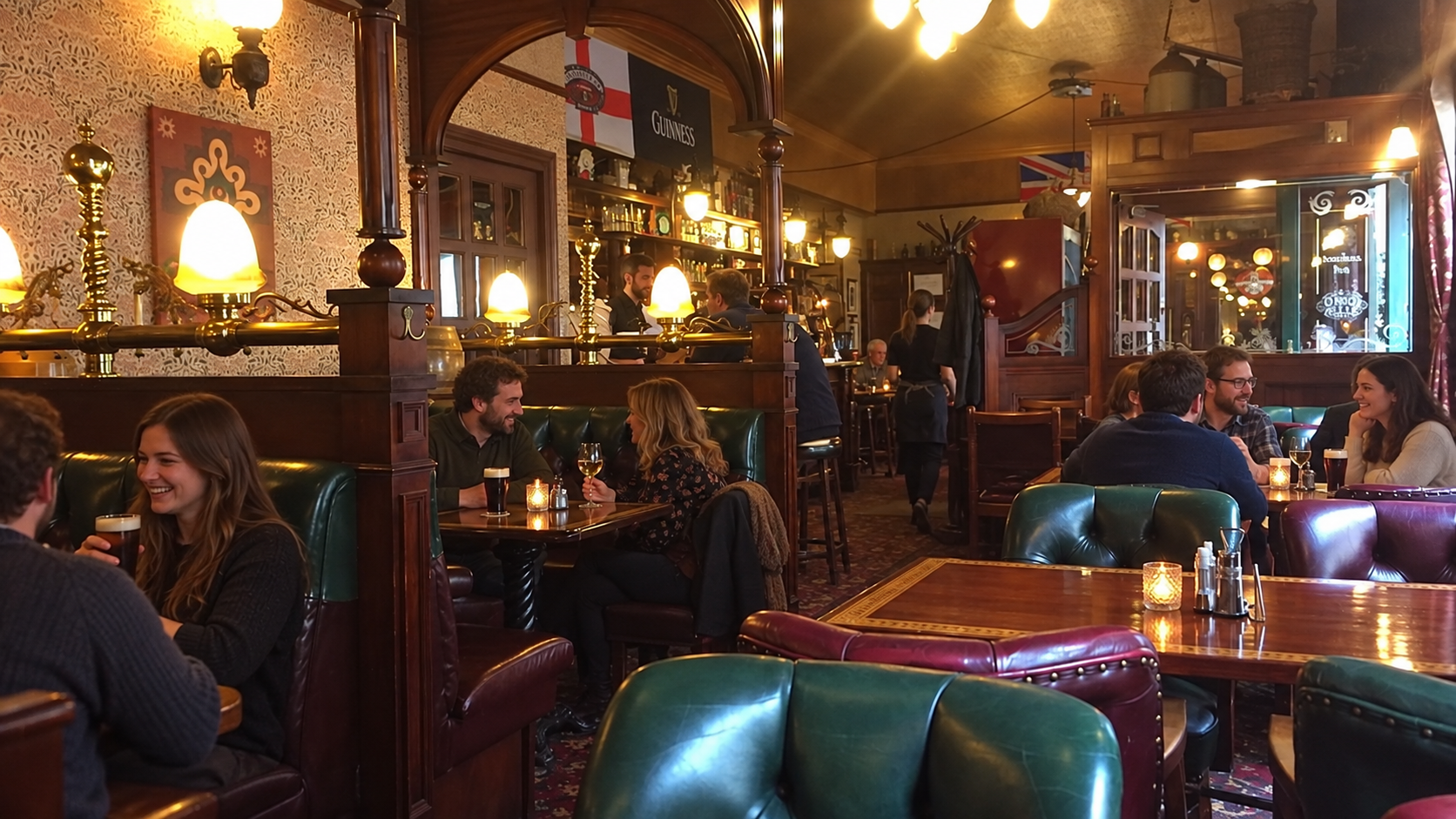 Inside the John Bull Pub in Budapest loading=
